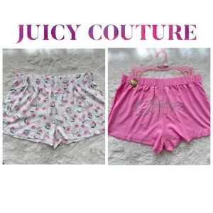 Juicy Couture 2-PK Cherry Print & Rhinestone Signature Logo Lounge Shorts Large